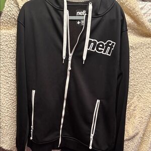 OVERSIZED Neff Black Hoodie Oversized-Skateboard Shredder, Riding Zipper Jacket